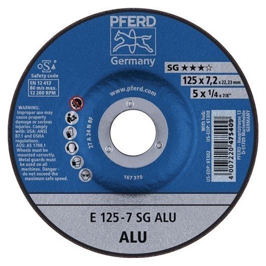 Disco De Desbaste Sg Alu D 125 X Gr 7,2 Mm Acodado Aluminio