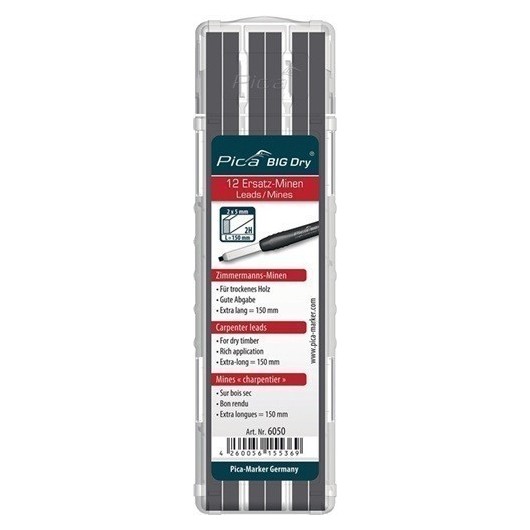 Juego De Minas Pica Big-Dry 12 X Grafito 2H Madera Seca 12 M
