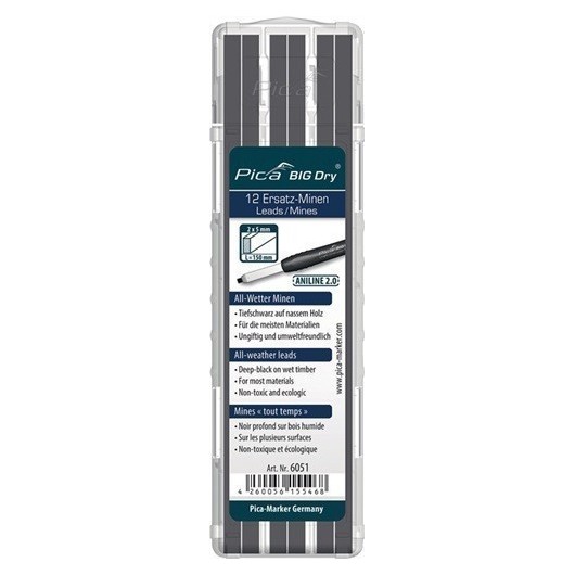 Juego De Minas Pica Big-Dry 12 X Grafito/Negro Madera Humeda