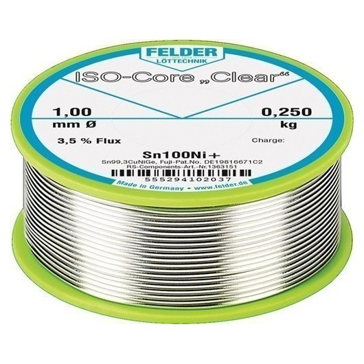 Hilo De Soldar Iso-Core Clear 1 Mm 250 G Sn100Ni+ Felder