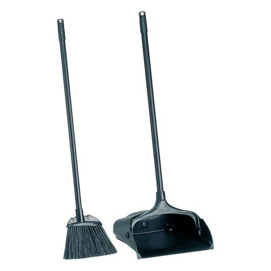 Recogedor Vertical Palo Con Pala Y Escoba Negro Rubbermaid