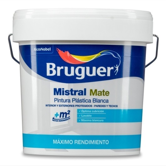 Pintura Plastica Mate 12 Lt Bl Interior Mistral Bruguer