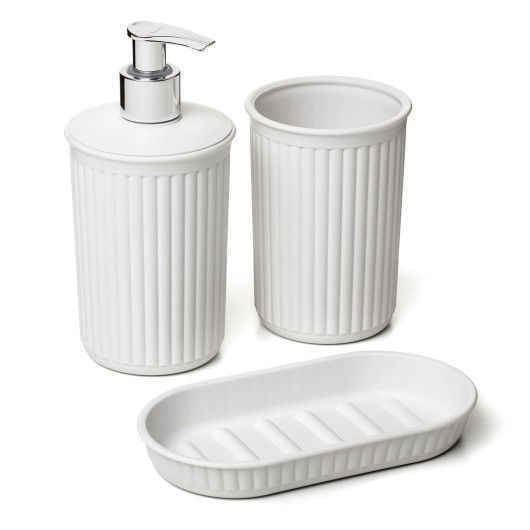 Set Vaso+Dosificador+Jabonera Bao Blanco Pergamon Baobab Ta