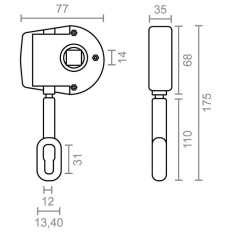 Mquina Enrollar Toldo 77X35X175Mm Gancho Largo Brimic Zamak