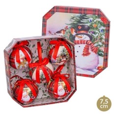 Adorno Navidad 7,5X7,5X7,5 Bolas Memory Mueco Nieve Juinsa