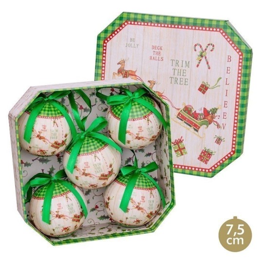 Adorno Navidad 7,5X7,5X7,5 Bolas Memory Trineo Juinsa 5 Pz
