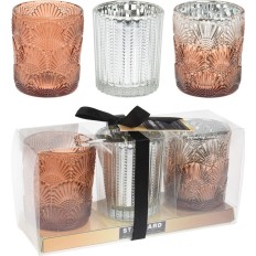 Portavela Navidad Vaso Vidrio Koopman 3 Pz