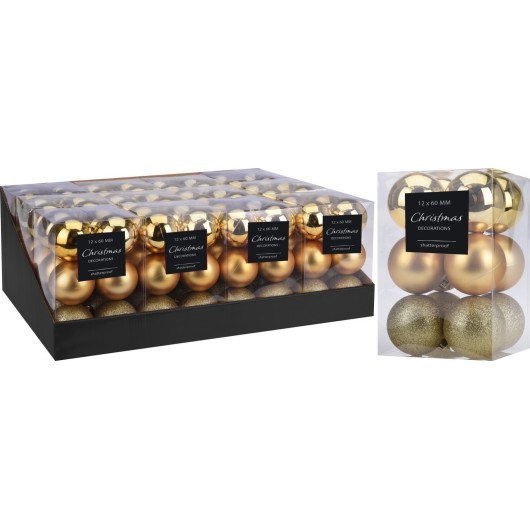 Juego Navidad 60Mm Bolas Oro Koopman 12 Pz