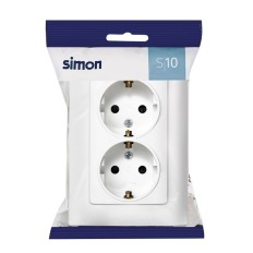 Base Enchufe Electrico Doble Schuko Tt Empotrar Bl Serie 10 Simon