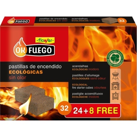 Pastilla Encendido Barbacoa Ecologica Ok Fuego 32 Pz