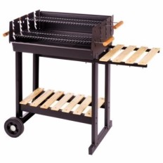 Barbacoa Carb 88X68X40Cm 2 Parrillas C/Rda Acero Madera Ldk