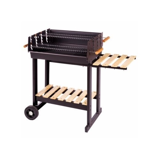 Barbacoa Carb 88X68X40Cm 2 Parrillas C/Rda Acero Madera Ldk