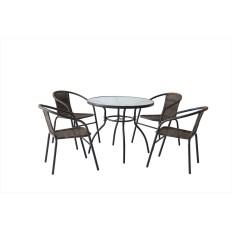 Mesa Jard 86X71Cm Natuur Hierro/Cristal Ne Nt119310