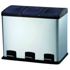 Cubo Bas. Recicl. 36Lt 58X39X47Cm C/Pedal 3Comp. Inox Vivaho