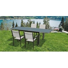 Mesa Jard 150X90X72Cm Natuur Aluminio/Cristal Antracita Nt12