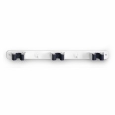 Colgador Escoba 32X370X46Mm Adhesivo Triple Abrazadera Antideslizante Acero Blanco 3034-2+ In