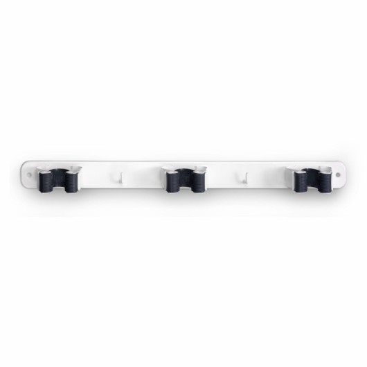 Colgador Escoba 32X370X46Mm Adhesivo Triple Abrazadera Antideslizante Acero Blanco 3034-2+ In