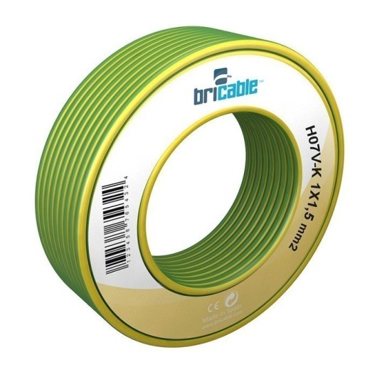 Cable Elec Hilo Flexible H07V-K Bricable 1X1,5Mm Ama/Ve 5 Mt