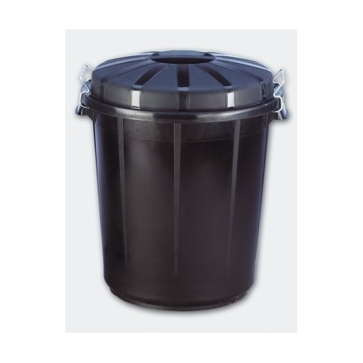 Cubo Industrial 70 Lt Denox Polipropileno Negro Con Tapa 13260