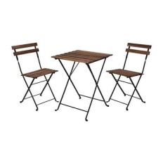 Mesa Madera Metal + 2 Sillas Plegables 55 X 54 Cm