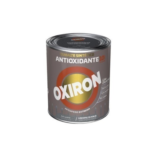 Esmalte Antioxidante Oxiron Liso Efecto Forja 4 L Gris Acero