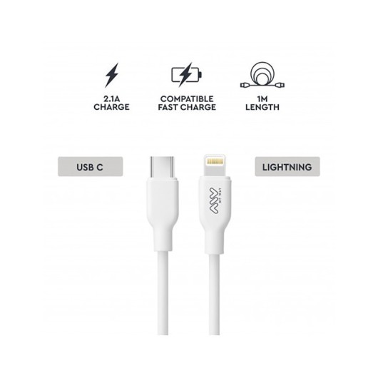 Cable Cargador Usb "C" Salida Ligtining 20W 1 Metro Blanco