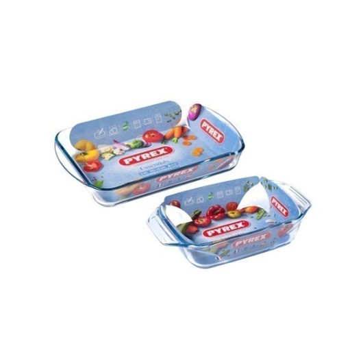 Bandeja Vidrio Horno Pyrex Set 2 Uds 35 X 23 Cm / 27 X 17 Cm