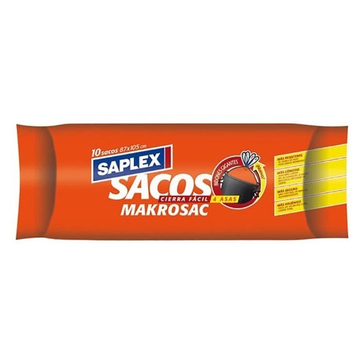 Saco Basura 120 L (10 Uds) Makrosac Cierra Facil 4 Asas 87X1