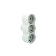 Adaptador Frontal Triple 10/16A Entrada Vertical Blanco/Gris