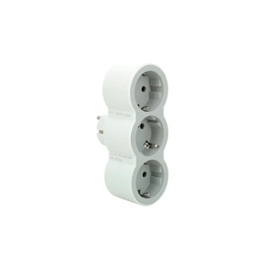 Adaptador Frontal Triple 10/16A Entrada Vertical Blanco/Gris