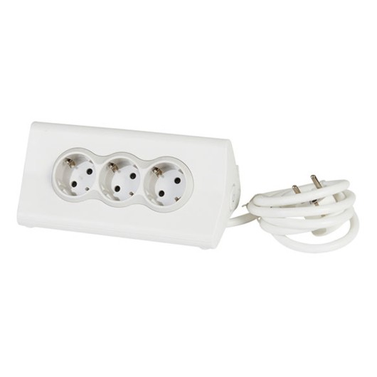 Base Multiple Con Soporte Tablet 1,5M 3 Tomas + Usb A Blanco