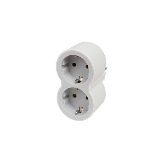 Adaptador Frontal Doble 10/16A Entrada Horizontal Blanco/Gri