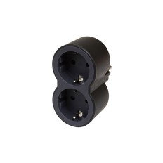 Adaptador Frontal Doble 10/16A Entrada Horizontal Negro