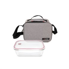 Bolsa Porta Alimentos On The Go Gris + Contenedor Vidrio 0,8