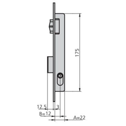 Cerradura Metalica Embutir 22X12Mm 1963V/0 Niquel Rodillo/Palanca Cvl