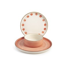 Set 3 Platos 1 Servicio Ceramica Decorada Salmon