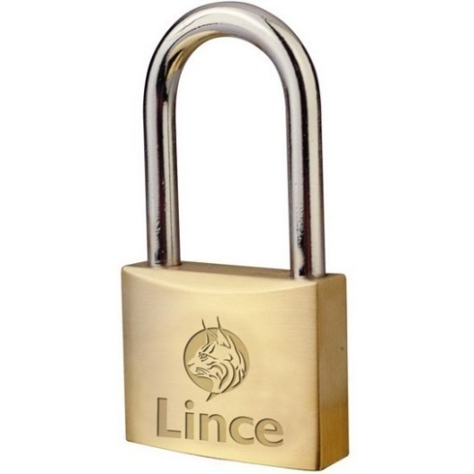 Candado Seguridad  25Mm Arco Largo Laton Lince