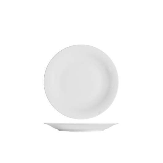 Plato Porcelana Grabado Blanco Postre-21 Cm