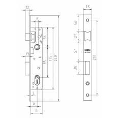 Cerradura Metalica Embutir 23X18Mm 1550-21 Inox Picaporte/Palanca  Mcm