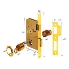 Cerradura Madera Embutir  20X40Mm 201040Hl Laton Canto Cuadrado Tesa