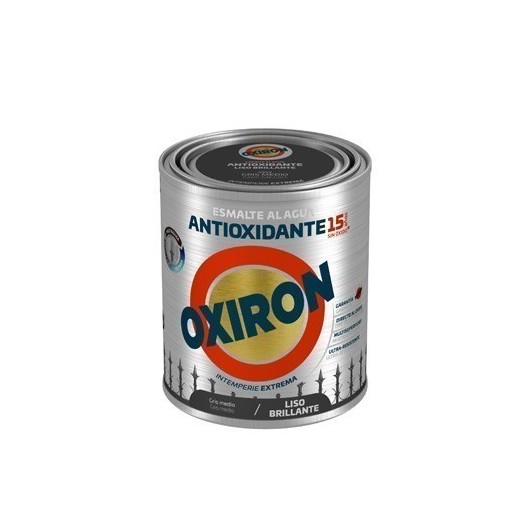 Esmalte Antioxidante Agua Oxiron Liso Brillante 750 Ml Gris