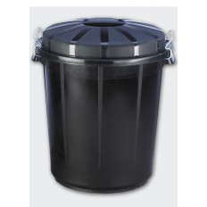 Cubo Indutrial Plastico Negro Con Tapa Denox 50 L