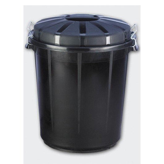 Cubo Indutrial Plastico Negro Con Tapa Denox 50 L