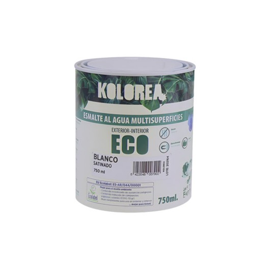 Esmalte Al Agua Eco Satinado Kolorea 750 Ml Blanco