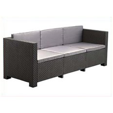 Sofa 3 Plazas Ratan Resina Diva Shaf Grafito