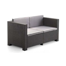 Sofa 2 Plazas Ratan Resina Diva Shaf Grafito