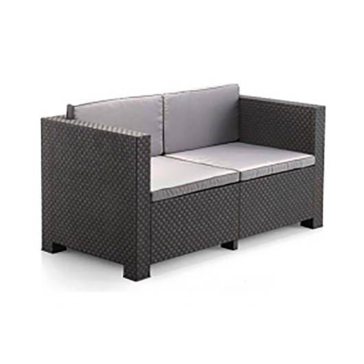 Sofa 2 Plazas Ratan Resina Diva Shaf Grafito