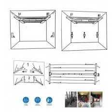 Tendedero Techo Manivela 110-170Cm Ext Acero  Blanco Sube-Baja Efege