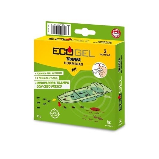 Trampa Cebo Hormiga Gel Ecogel 3 Uds 15 Gr Novar