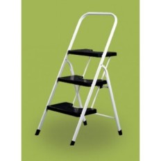 Escalera Domestica Tijera 0,67Mt 3 Peldaños Barandilla Baja Acero Blanco Vervi